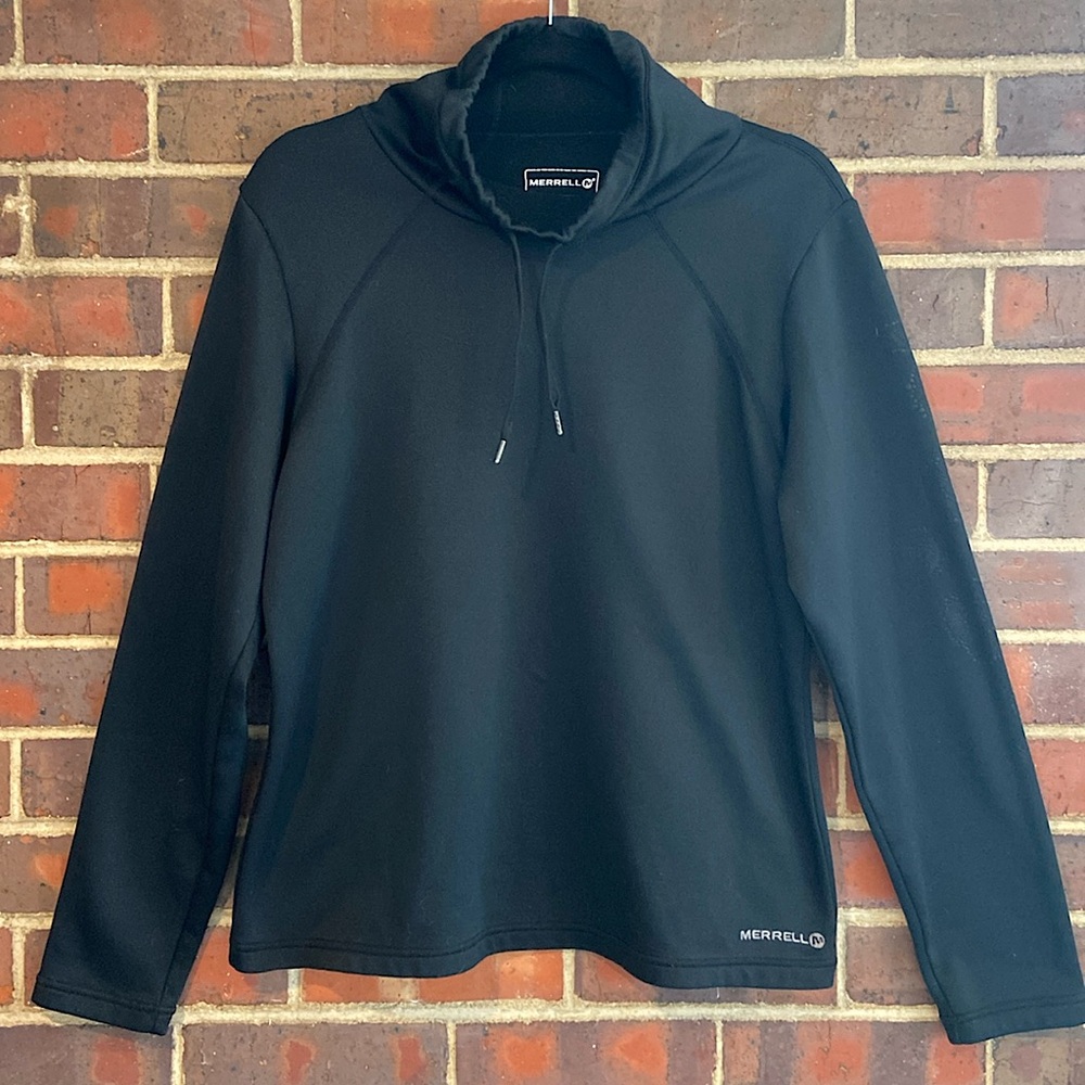 Merrel pullover sweatshirt with cowl neck and beautiful embossed sleeve Large